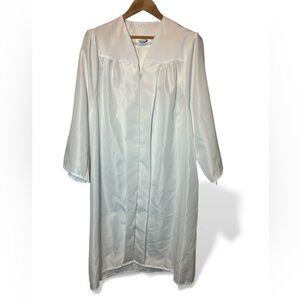Jostens White Graduation‎ Robe Full Zip #MD3754633R Ceremony Gown Regalia
